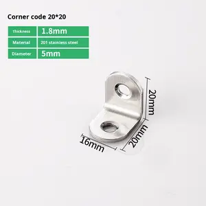 Support en acier inoxydable à angle droit en forme de L à 90 degrés Accessoires de quincaillerie pour meubles Connecteur et support d'étagère - Product Image 6