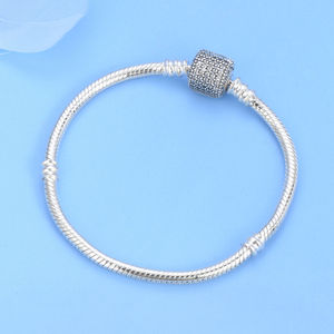 Manufacturer Wholesale S925 Sterling Silver Trendy Simple Snake Bone <b>Charm</b> Bracelet Full Zirconia Rhodium Plated Jewelry Gift - Product Image 3