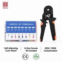 Pince à sertir manuelle pour bornes tubulaires européennes HSC8 6-4A + 1200 pièces, ensemble de pinces à sertir pour câbles de données isolés, poignée en plastique souple, acier, garantie 1 an