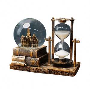 Caja de Música Retro con Temporizador de Arena y Bola de Cristal, Luminosa, Estilo Art Deco, Adorno de Escritorio, Regalo de Cumpleaños, Graduación, Personalizable - Product Image 1