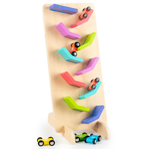 Nuovo Giocattolo Educativo in Legno per Bambini, Gioco con Pesci e Palline Rotolanti, Pista <span class=keywords><strong>Arcobaleno</strong></span> con Veicoli a Doppio Lato - Product Image 6