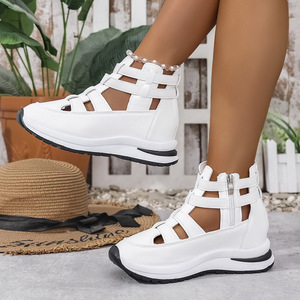 Sandales sportives d'été pour femmes, dessus en PU, semelle extérieure en caoutchouc, semelle épaisse, bride arrière avec boucle - Product Image 4