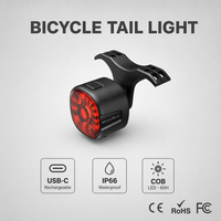 Feu arrière de vélo intelligent à détection de freinage, autonomie de 60h, fixation sur tige de selle, LED rechargeable Type-C pour la conduite nocturne
