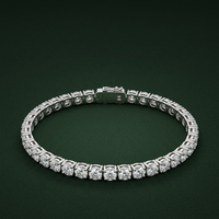 Gelang Tennis Berlian Buatan Laboratorium 3CT Empat Cakar Potongan Bulat 2mm Emas Padat 10K 14K 18K 6.5 Inci Perhiasan Mewah Grosir Kustom