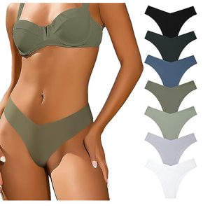 Nouveau Design Sous-Vêtements Confortable Taille Basse Doux Mince Anneau Rond Glace Soie Sans Trace Sans Couture Une Pièce Culotte Strings Femmes - Product Image 6