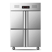 Réfrigérateur commercial en acier inoxydable à 4 ou 6 portes, avec contrôleur numérique, dégivrage automatique, refroidissement par ventilateur, vitrine réfrigérée pour boissons, OEM