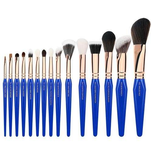 Yrx W105 New 15pcs Golden Triangle Design Makeup Brush Set Super Soft Wood Handle Makeup Tools 