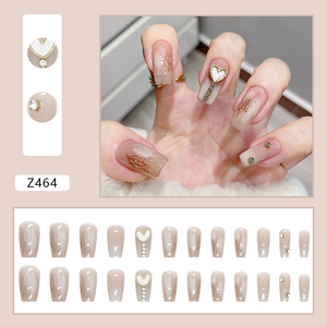 Venta al por mayor de <span class=keywords><strong>uñas</strong></span> postizas personalizadas de lujo de alta calidad acrílico <span class=keywords><strong>uñas</strong></span> postizas decoración de diamantes de imitación prensa francesa en <span class=keywords><strong>uñas</strong></span> 24 Uds - Product Image 2