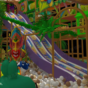 Cadre d'escalade mignon pour aire de jeux intérieure sur le thème de la forêt avec toboggan et fosse <span class=keywords><strong>à</strong></span> balles encourageant l'interaction parent-enfant - Product Image 3