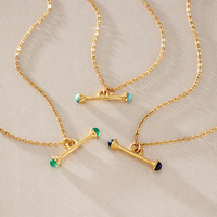 Collier pendentif en pierre naturelle plaqué or 18 carats avec fermoir en T, bijoux en acier inoxydable résistant à l'eau et inaltérable pour femme, cadeau raffiné