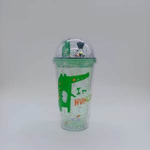 Dinosaure créatif personnalisé en forme d'animal mignon double paroi <span class=keywords><strong>réutilisable</strong></span> <span class=keywords><strong>licorne</strong></span> dinosaure tasse en plastique - Product Image 2