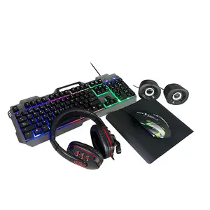 High Quality 5 in 1 Wired Gaming Backlight Kit Combo Gaming Keyboard Mouse Headset Mouse Pad Speaker Set F1