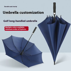 Meilleures ventes de grands parapluies de golf en plein air 8K à barre droite étanche logo personnalisable UV semi-automatique cadeau en gros - Product Image 6