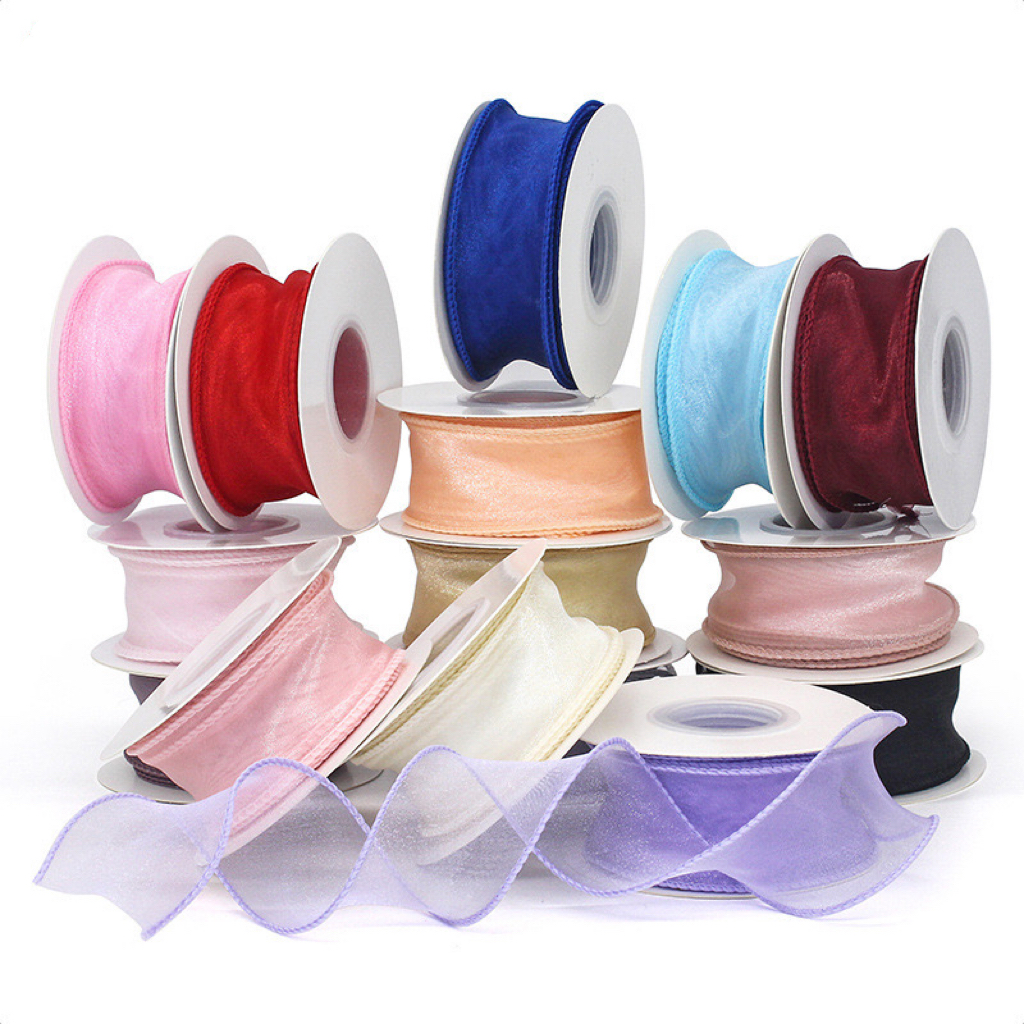 4CM 10 Yards Chiffon Ribbon for Gift Wrapping Packaging Color Organza Ribbons