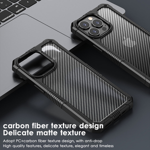 Coque de téléphone à texture fibre de carbone Combo Tpu + PC antichoc OEM pour <span class=keywords><strong>iPhone</strong></span> 15 Pro Max Cover - Product Image 5