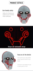 Vi El rompecabezas película Festival Rave El alambre EDC disfraz de Halloween hecho a mano máscara - Product Image 4