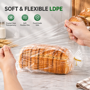 Sacchetti per Pane da Panetteria all'Ingrosso con Lacci Dorati, Sacchetti Trasparenti in LDPE per Alimenti, Confezioni per Toast per Negozi al Dettaglio - Product Image 3