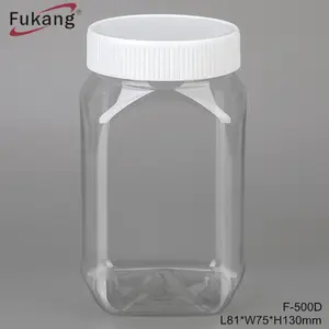 Fornecimento Direto Da fábrica 500ml frasco plástico, garrafa PET vazia garrafa de plástico de armazenamento de alimentos jar