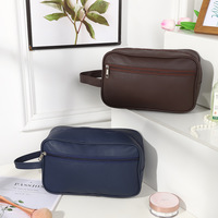 Trousse de Toilette Homme Portable en PU Effet Litchi Multicolore – Grande Capacité pour Voyage et Extérieur
