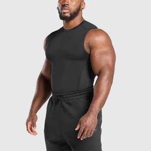 Débardeur de sport pour homme personnalisé, couleur unie, tricoté, écologique, séchage rapide, col rond, coupe musculaire, avec logo personnalisé - Product Image 2