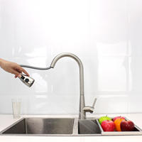 Robinet de cuisine moderne extractible 3-en-1 en acier inoxydable 304 sans plomb, avec fonctions eau chaude, froide et filtrée