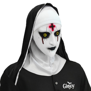 Masque intégral en latex de nonne effrayante pour adulte, costume de fête d'Halloween, masque d'horreur pour maison hantée - Product Image 6