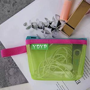 YDYP Mesh Cosmetic Bag Small Portable Storage Pouch With Soft Handle For Makeup Lipstick Eyeliner Travel Use - Product Image 1