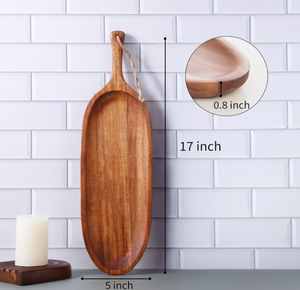 Plateau à <span class=keywords><strong>fromage</strong></span> en bois d'acacia personnalisable en gros, plateau en bois en forme <span class=keywords><strong>de</strong></span> feuille, plateau <span class=keywords><strong>de</strong></span> service en bois avec poignée pour le pain, les apéritifs, les collations - Product Image 2