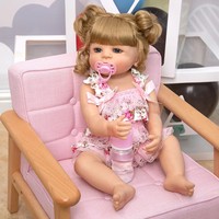 Poupée Reborn réaliste de 22 pouces en vinyle, avec accessoires de biberon à tétine magnétique, pour filles, cadeau pour enfants