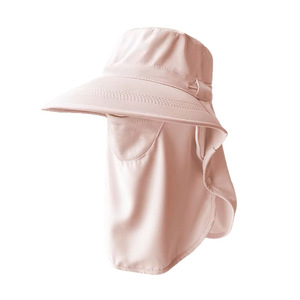 UV Protection Bucket <b>Hat</b> with Neck Flap Mask Large Brim Breathable Mesh for Outdoor <b>Summer</b> Use Female Casual Style - Product Image 4