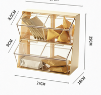 Boîte de rangement double couche multi-compartiments en plastique ABS avec couvercle rabattable, inspirée du style japonais, pour bureau (vente en gros)