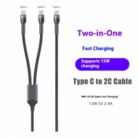 Cable de Datos Trenzado de Nailon Tipo C 2 en 1, Conductor de Cobre Puro, Carga Rápida Blindada PD 60W 5A para iOS 15/16, Android, Computadora y Móvil