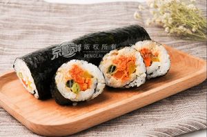 Snack Coreano Kimbap con Sabor a Mariscos, <span class=keywords><strong>Onigiri</strong></span> Congelado Triangular de Arroz Estilo Sushi Halal, Venta al por Mayor - Product Image 5