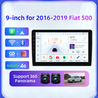 نظام ملاحة GPS أندرويد للسيارة لفيات 500 موديلات 2016-2019 مع شاشة 9 بوصة وCarPlay لاسلكي وأندرويد أوتو وWi-Fi و4G LTE