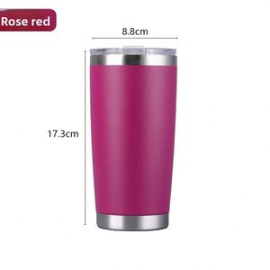 แก้วกาแฟสแตนเลสสตีลสองชั้นขนาด 20 ออนซ์ เคลือบสีฝุ่น พร้อมฝาปิดแบบเลื่อนแม่เหล็ก สำหรับกาแฟและนม ให้ความพึงพอใจสูง - Product Image 4