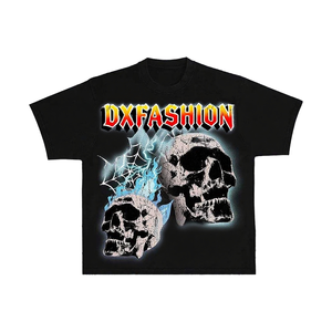 T-shirt personalizzata da uomo vintage con stampa di Halloween a tema motosega e <span class=keywords><strong>inferno</strong></span>, taglio corto, in jersey lungo, 100% cotone traspirante per adulti - Product Image 1