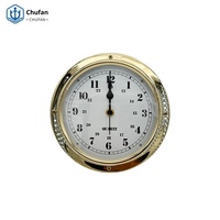 Impa370204 Chronomètre à quartz marin Boîtier en cuivre nautique Yacht World Hotel Étanche Antirouille Alimenté par batterie 180mm Enduit