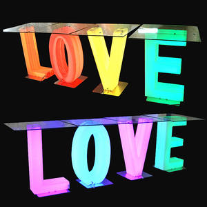 Di vendita superiore LED lettere tavolo per <span class=keywords><strong>bar</strong></span> e parco. Incandescente tavolo <span class=keywords><strong>bar</strong></span> con la lettera di caffè di vetro da tavolo per esterno - Product Image 1