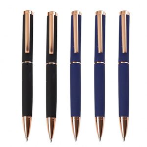 Luxury Rose Gold Trim <b>Ballpoint</b> <b>Pen</b> Set Matte Black Navy Blue Executive <b>Pen</b> Custom Logo Corporate Gift - Product Image 1