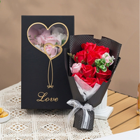 Bouquet de fleurs en savon avec boîte cadeau pour la Saint-Valentin Noël 11 pièces Bouquet de roses en savon
