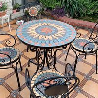 Ensemble de table et de chaises de balcon modernes en alliage d'aluminium mosaïque européen pour hôtel, loisirs en plein air