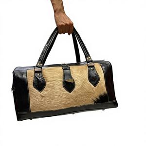 Sac de voyage en cuir véritable avec logo personnalisé, fermeture à glissière, sac de voyage portable tendance pour le week-end LHDB-0089 - Product Image 1