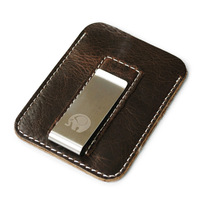 Mode mince en cuir véritable pince à billets Mini portefeuille hommes fente pour carte de crédit factures minces pince à billets en métal pour homme porte-monnaie