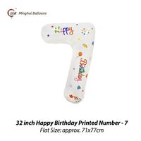 Ballon en feuille d'aluminium blanc de 32 pouces avec inscription Joyeux Anniversaire, grand ballon en Mylar à chiffres pour la décoration de fête d'anniversaire d'enfants