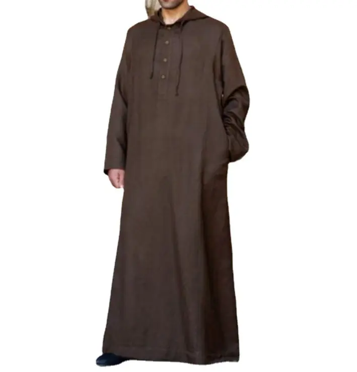 Nuovo Design abito musulmano abito tinta unita uomo islamico felpe arabo musulmani da uomo con cappuccio Thobe