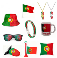 Portugal : Vente en gros de couvre-capsules de pompe à soufflet, drapeaux personnalisés, bannières, t-shirts de supporter de football, casquettes, lunettes, colliers, bracelets, gobelets et autres articles de supporter pour événements