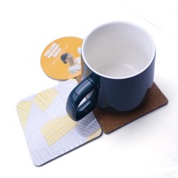 Vente en gros d'emballage de conception personnalisée circulaire carré absorbant l'eau impression 3D sous-verre en liège personnalisé sous-verre en liège de vin rouge