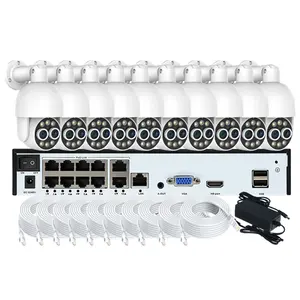 智能商用8X混合POE PTZ安全摄像机套件NVR 16通道4K 8MP人体自动跟踪系统