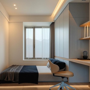 Customized Modern Minimalist Wood <b>Bedroom</b> Wardrobe with Tatami <b>Desk</b> and Bookshelf <b>for</b> Apartment and Hotel Use - Product Image 5
