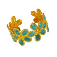 Nouveau bracelet en acier inoxydable émaillé, polyvalent pour le quotidien, avec motifs floraux botaniques, ouverture en acier titane, ne se décolore pas